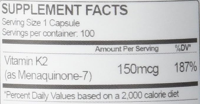 Vitamin K2 Mk-7 150 Mcg - 100 Capsules